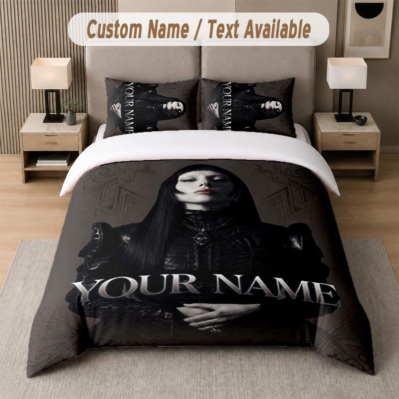 Lady Gaga 3Pcs Bedding Set, Personalized Custom Name Text, 1 Duvet Cover & 2 Pillowcases For Bedroom