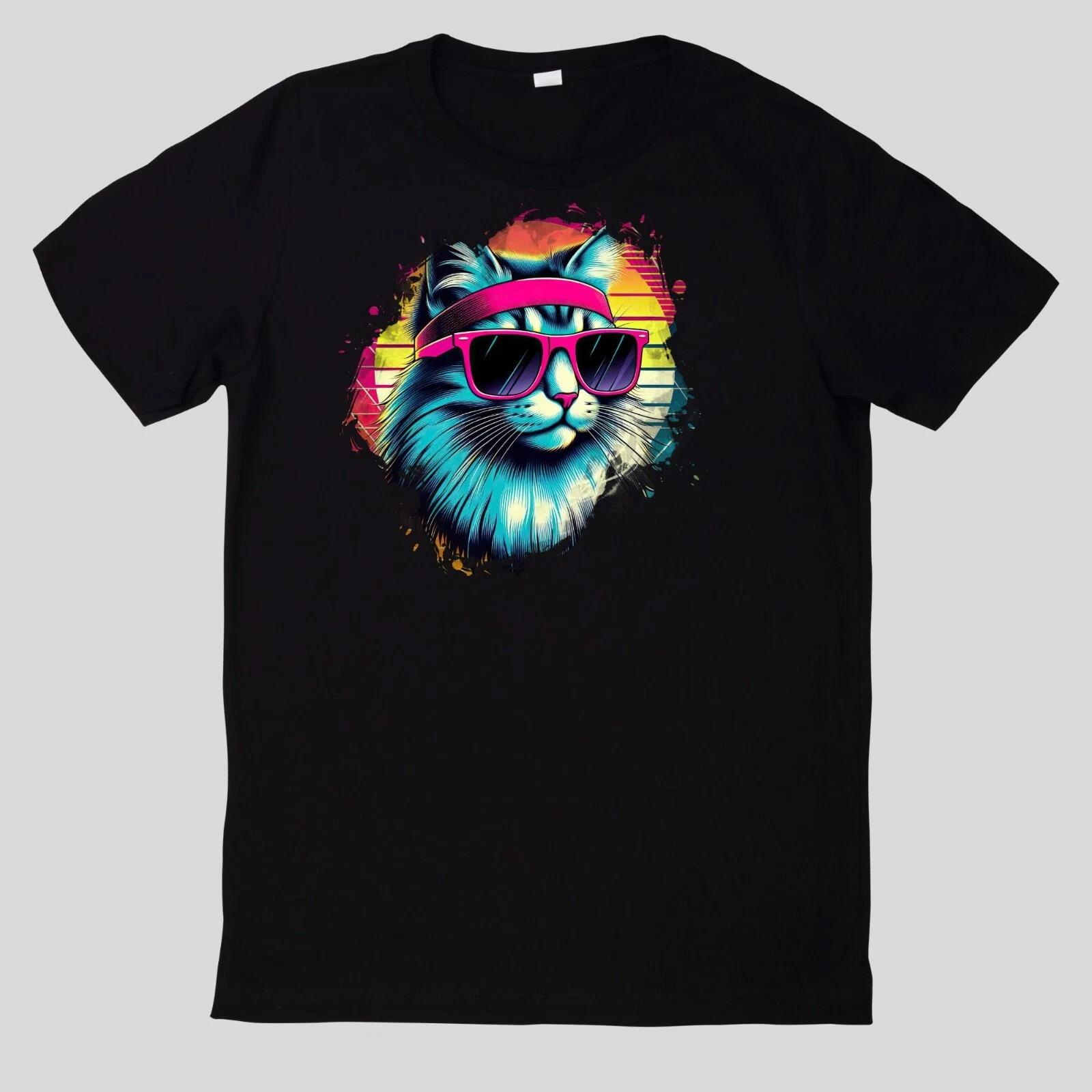 T-Shirt Aquarell Retro coole Katzen XXXL