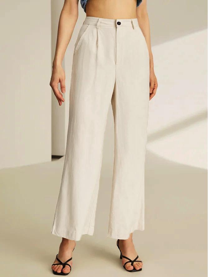 European-American High Waist Casual Women's Wide Leg Slimming Pocket Pants