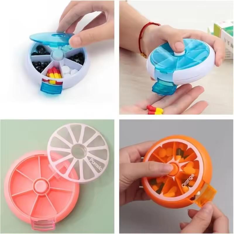 1pc Portable Pill Box Weekly Rotating Split Fruit Points Drug Carry With You Mini Medicine Boxs Medicine Travel Pillbox