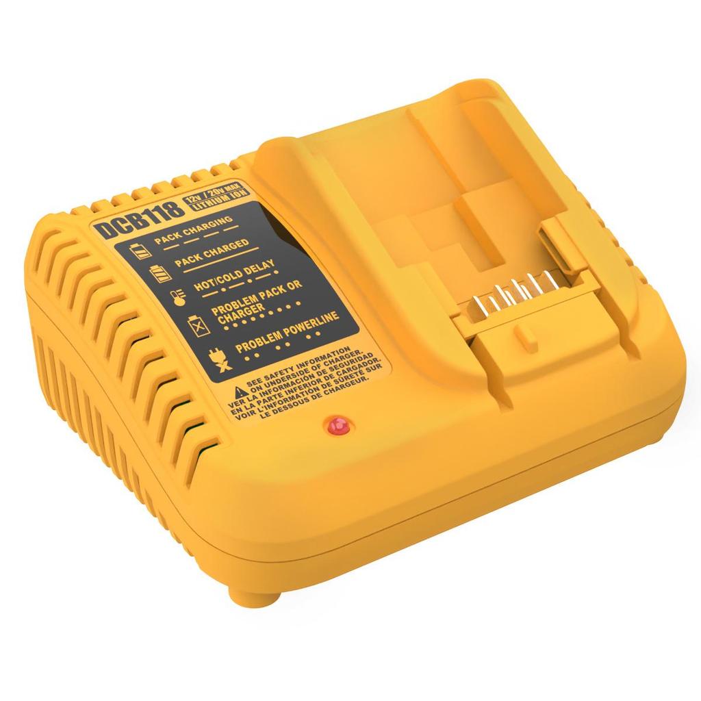 Compatible with Dewalt 12V-20V Power Tool Battery Charger DCB118 for Lithium Batteries.