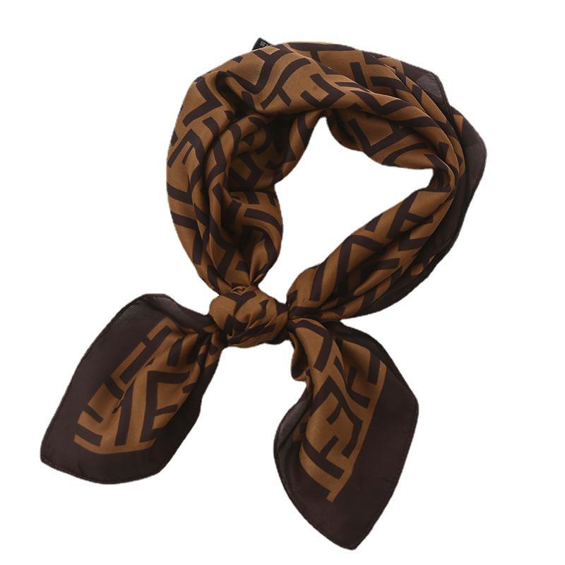 Striped Silk Scarf: 70x70cm Women's Square Scarf, Korean Versatile Style, Professional Summer Thin Decorative Scarf