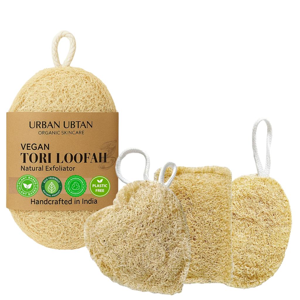 Urban Ubtan Natural Loofah Sponge Exfoliating Body Scrubber , Loofah Dish Sponge, Natural compostable Tori loofah, Shower Scrub, Dead Skin Remove