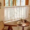 Sweet Style White Lace Window Edge Short Curtain, Pole Bag Style, Transparent Short Curtain French Style Cotton Light-transmitting Fabric Rodless