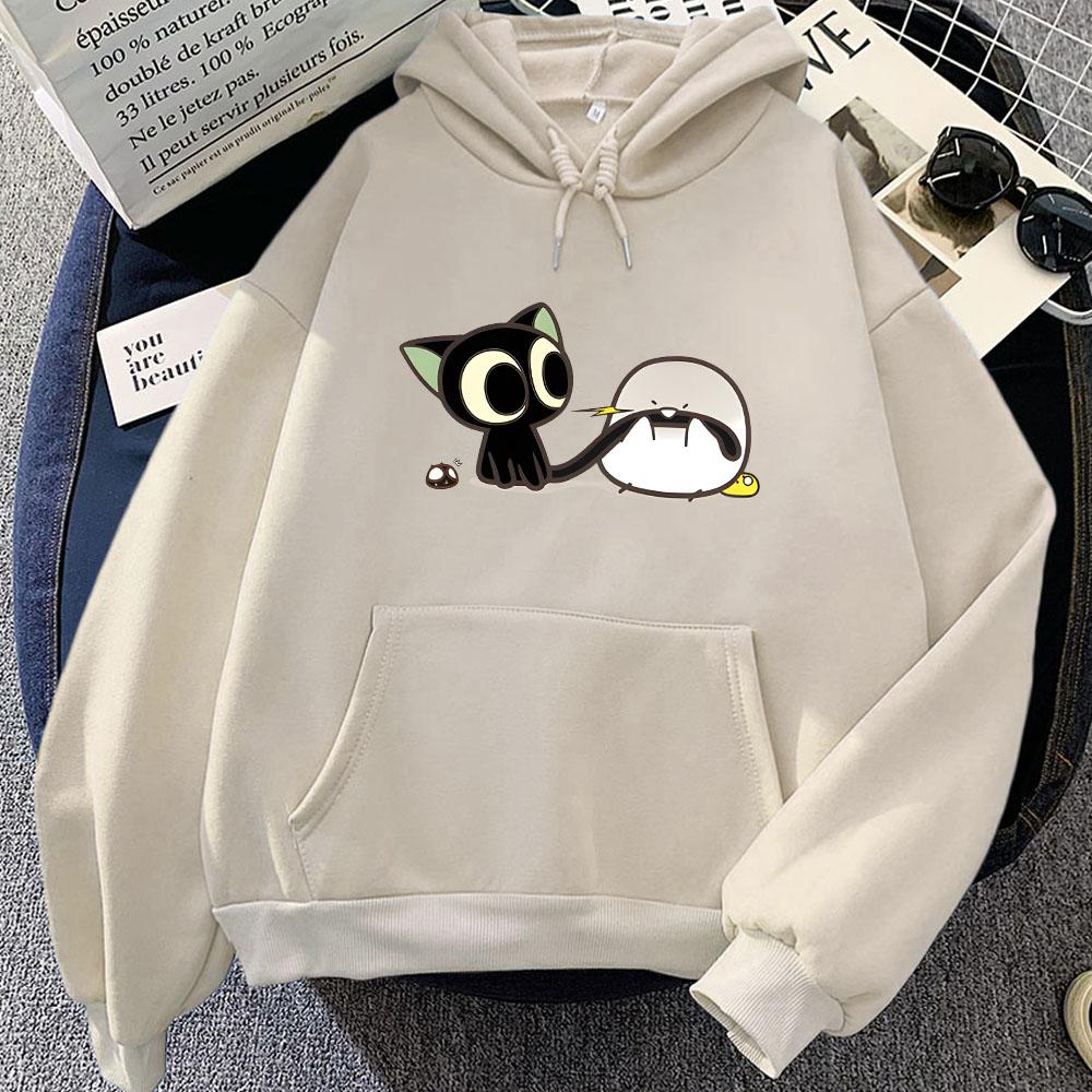 Luo Xiao Hei Cat Anime Printing Hoodies LuoXiaoHei Manga Cartoon Sweatshirts Kawaii Girls Casual Winter Pullovers Women Clothing