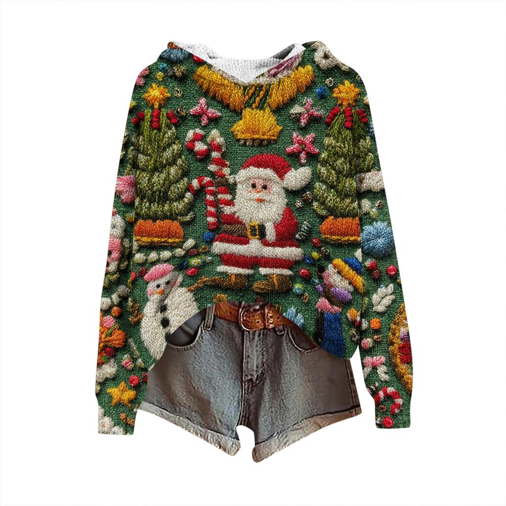 Sweatshirts For Women Knit Sweater Cute Shirt Fall Pullover Hooded Sweatshirt