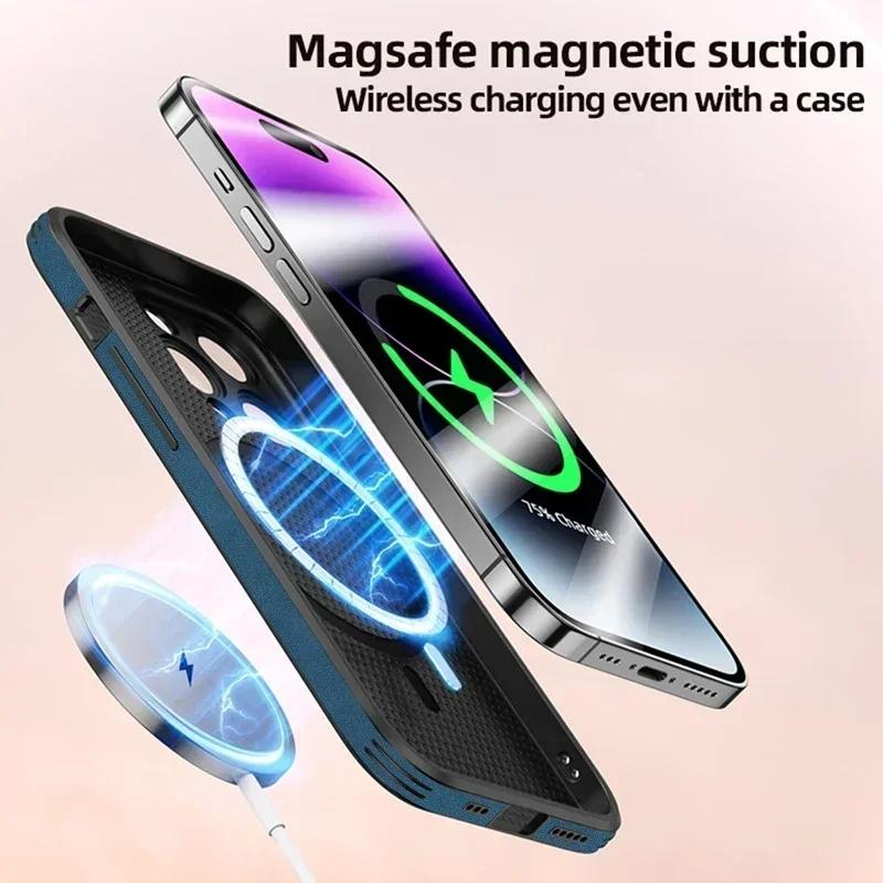 Luxury Leather Case For iPhone 15 14 13 12 11 Pro Max iPhone13 iPhone14 For Magsafe Magnetic Wireless Charge Deer Full Covers