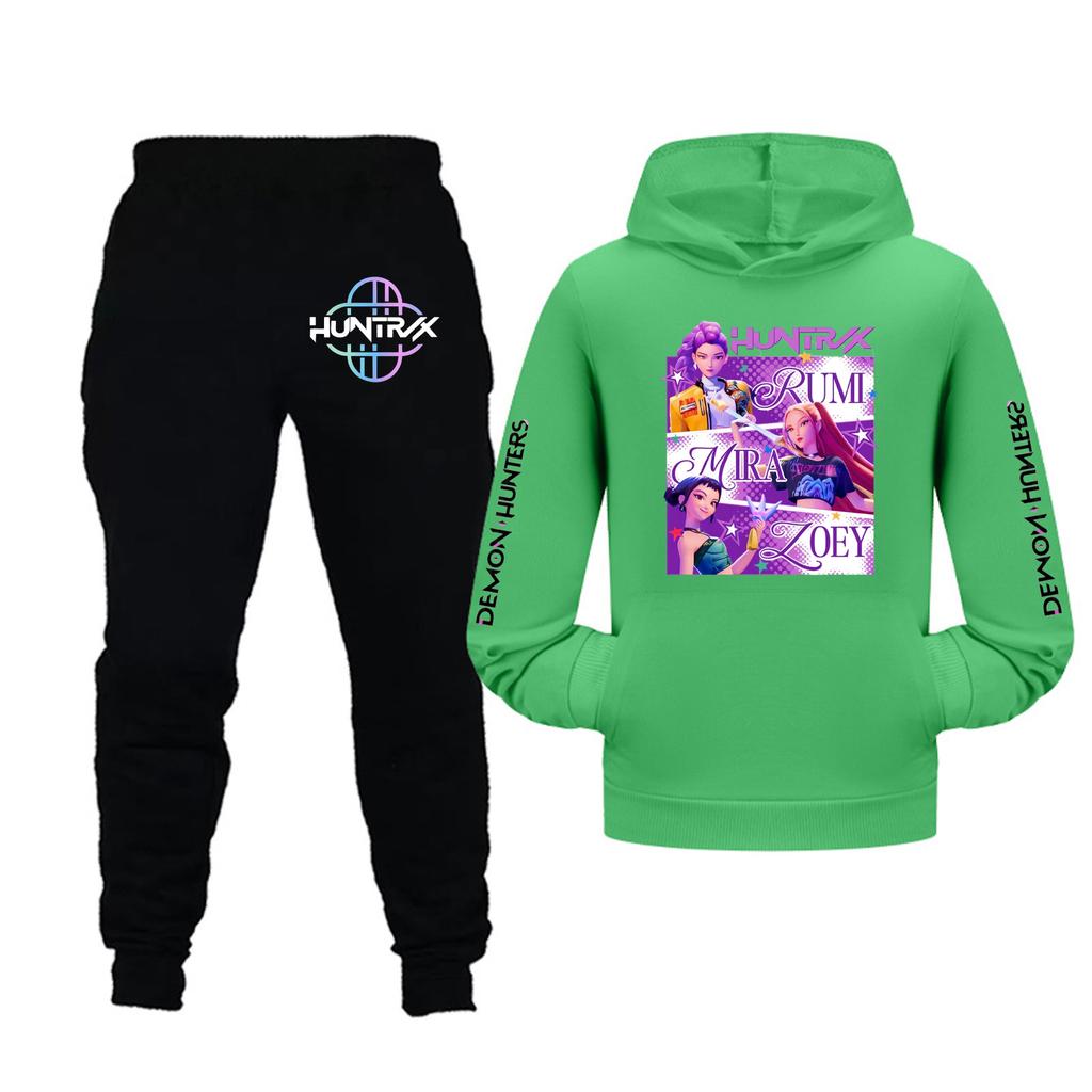 Barn Flickor Långärmad Huvtröja och Byxor Set För Småbarn och Stora Barn 2 Delar Outfits