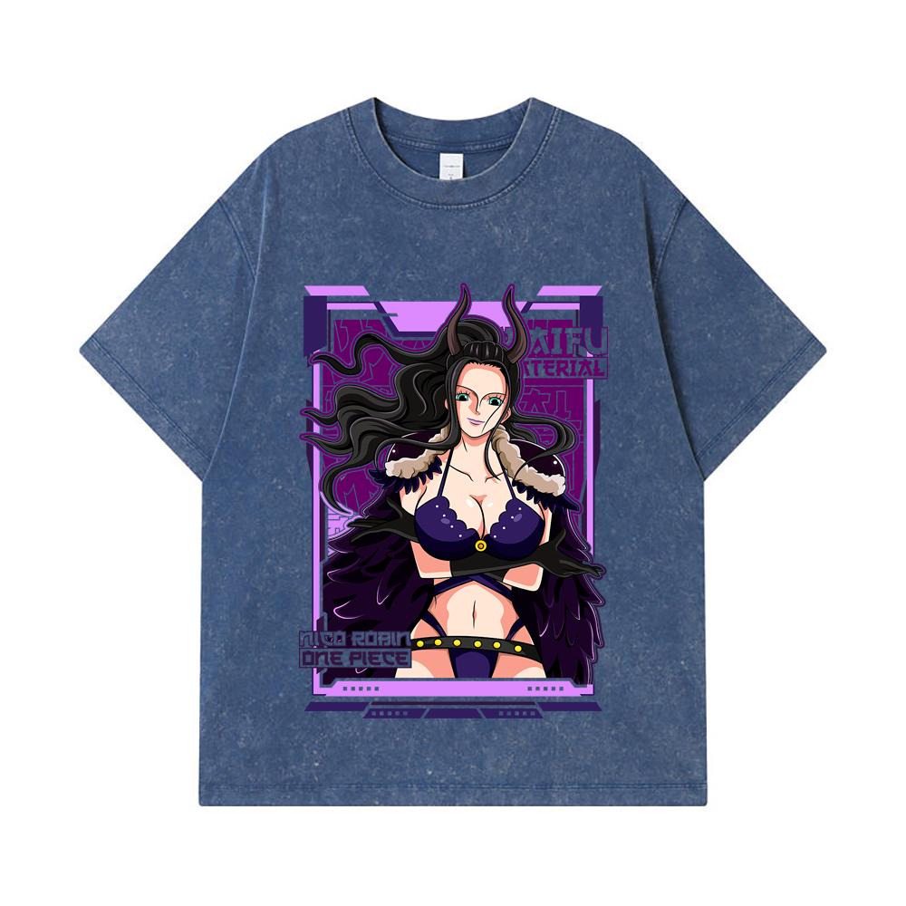 275 GSM Washed T-shirts 100% Cotton One Piece V38 Robin Waifu Print Unisex Heavy Cotton T Shirt