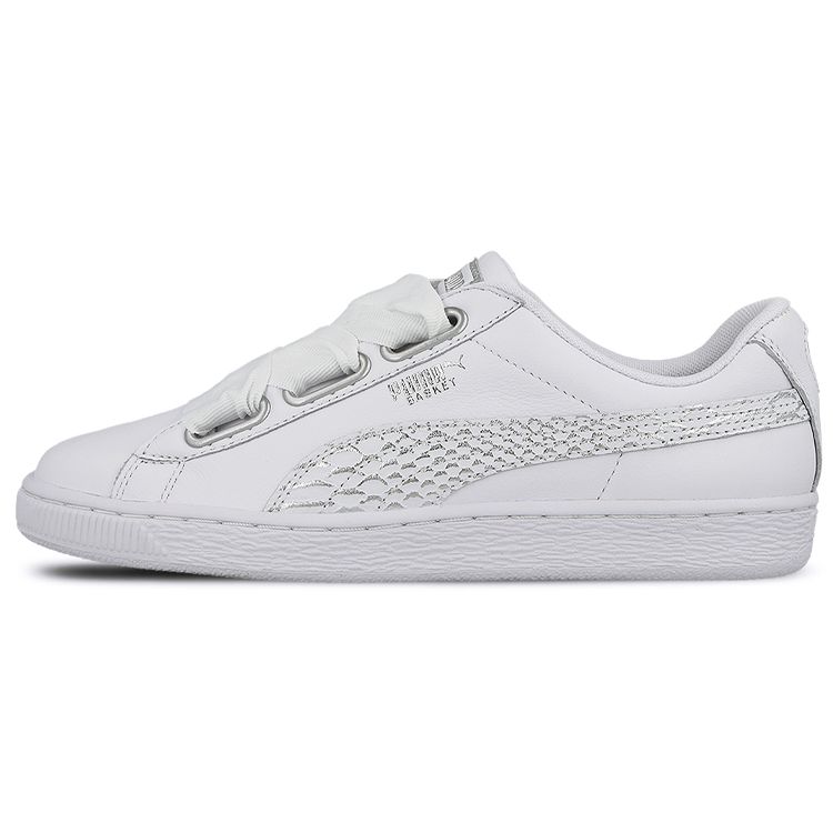 Puma Basket Heart Oceanaire Leather Lightweight Balance Low Top Sneakers Women Sneakers White 366443-02