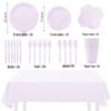 New Taro Purple Tableware Set: Solid Color Paper Plates, Cups, Napkins, Tablecloth - Disposable Party Supplies