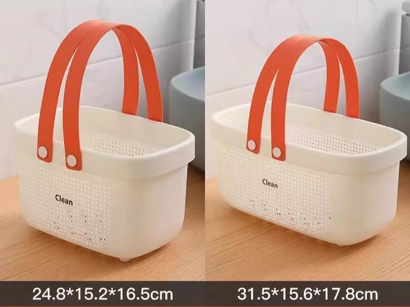 Portable Handle Bath Basket Plastic Mesh Basket Bathroom Shower Wash Bath Large Capacity Storage Basket Toilet Cleaning Supplies