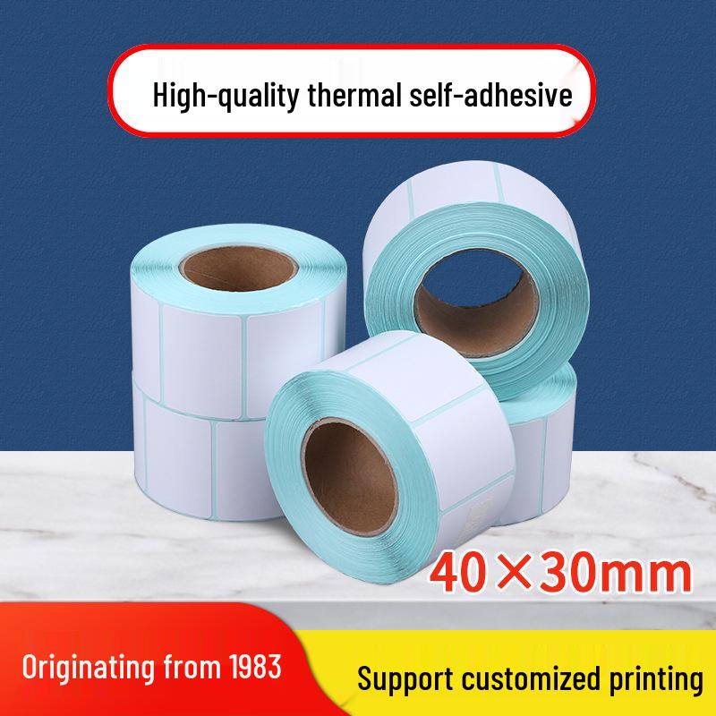 In-Stock Thermal Self-Adhesive Barcode Labels 40x30 & 60x40 for Electronic Scales 800 sheets, 5 rolls, blue base, 40x30