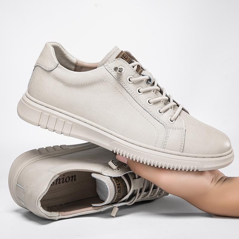 Mens Casual Shoes British Style Mens Sneakers Genuine Leather Luxury Adulto Shoes Comfort Driving Shoes Fashion Vulcanized Shoes