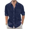 Summer Men's Collar Pocket Short Sleeved Cardigan Solid Color Shirt Top