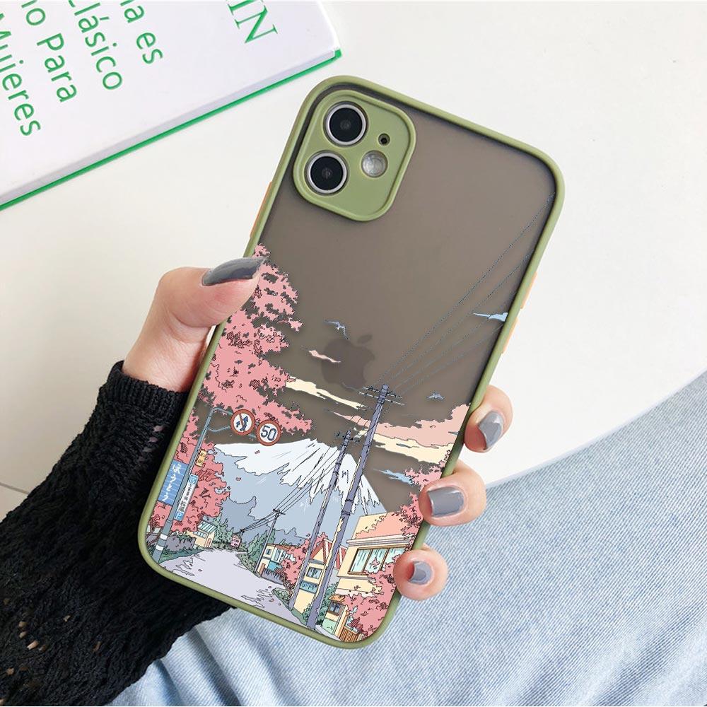 

Чехол для телефона в Корейском стиле с изображением заката и заката для iPhone 11 12 13 14 PM Pro Max XR X 8 7 Plus Pro XS Mini Skin Feeling iPhone 14