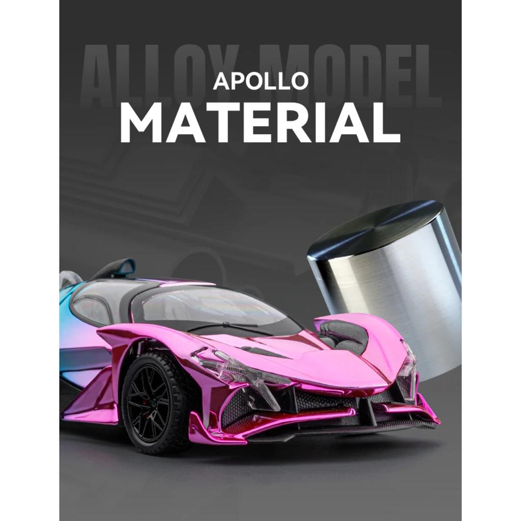 1/24 Apollo Project EVO Electroplated Sports Car Alloy Model Diecast Metal Sound and Light Pull Back Children's Toy Car Holiday