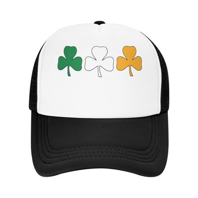 Irish Flag Shamrock Trucker Hat Breathable Mesh Baseball Cap St Patricks Day Casual Adjustable Sports Cap