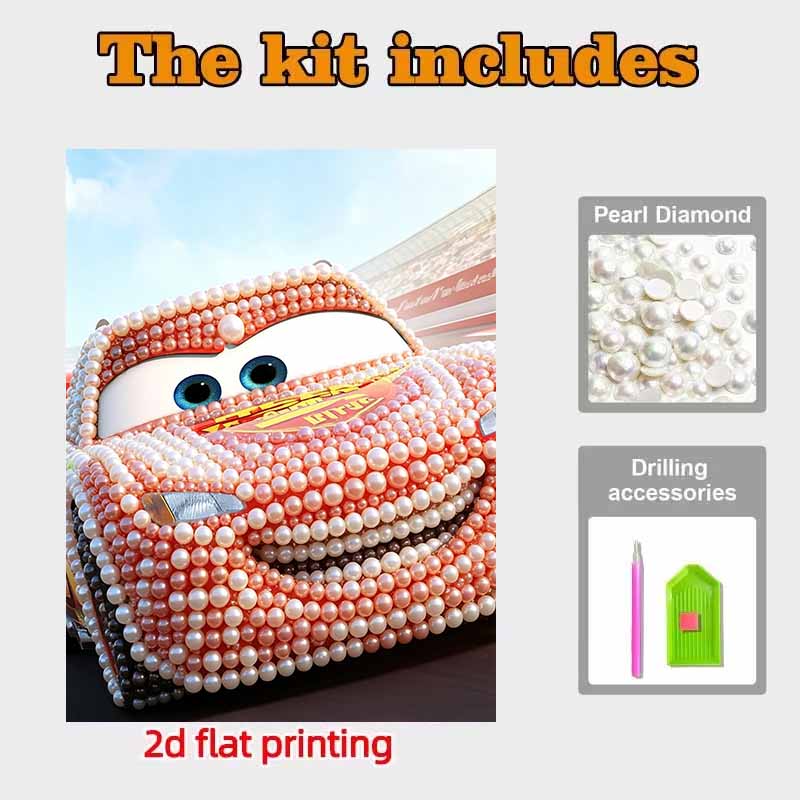 Disney Pearl Art Painting Lightning McQueen Handmade diy5D Pearl Gem Painting Pictures Crafts Special Shape Home Wall Decoration