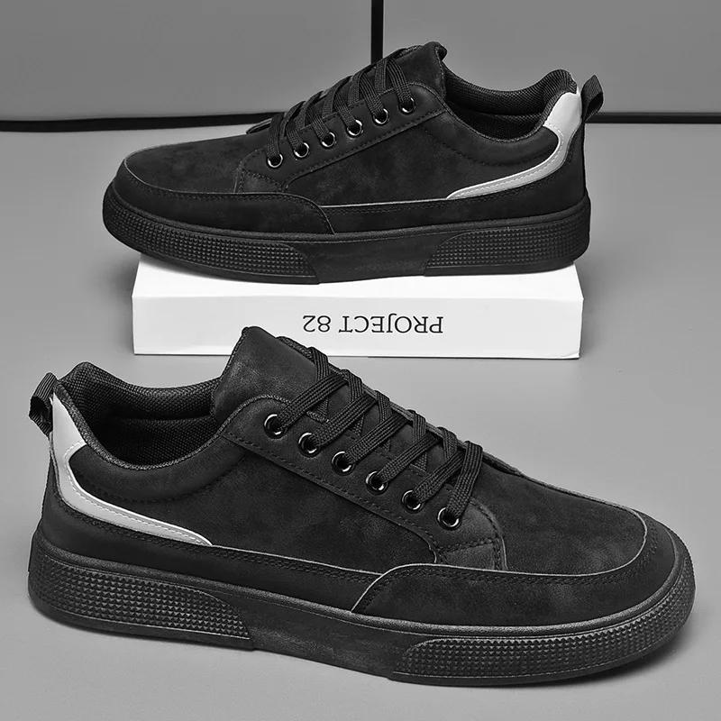 

Модные мужские кроссовки весна осень 2024 года спортивная обувь для мужчин модная вулканизированная обувь Tenis Para Hombre мужская обувь на плоской подошве класса люкс 44 чёрный