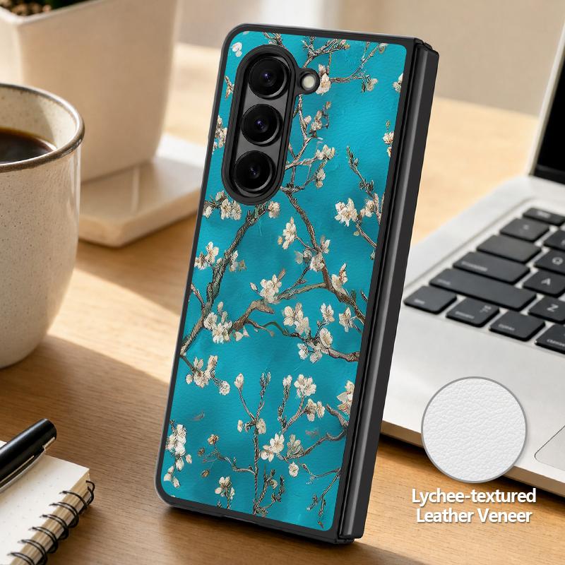 Vintage Flower Print Case For Samsung Z Fold 8 Ultra 7 6 5 Luxury Leather Skin Hard Folding Phone Cover For Galaxy Z Fold8 Fold7 Fold6