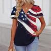 Women’s Casual V Neck Short Sleeve Button Front Top with Star Print Relaxed Fit Comfortable Summer Shirt