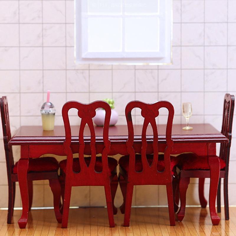 1 Piece Diy Accessories Miniatures Wooden Retro Simulation Dining Table Chair 1:12 Dollhouse Furniture Toy