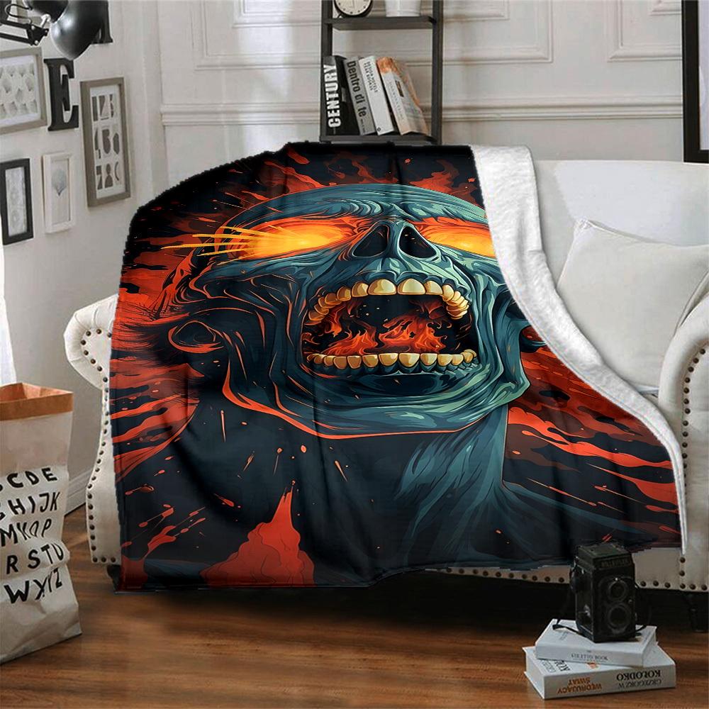 1pc Hellfire Blanket, Lightweight Flannel Throw Blanket For Sofa, Bed, Travel, Camping, Living Room, Office, Couch, Chair, And Bed