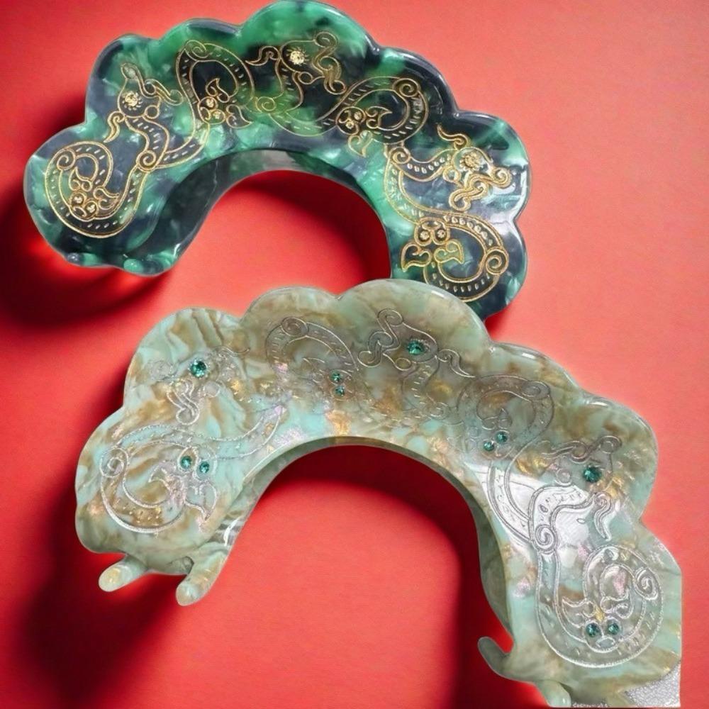 Acetic Acid Chinese Style Shark Clip Exquisite Antique Style Grab Clip  Woman Girls