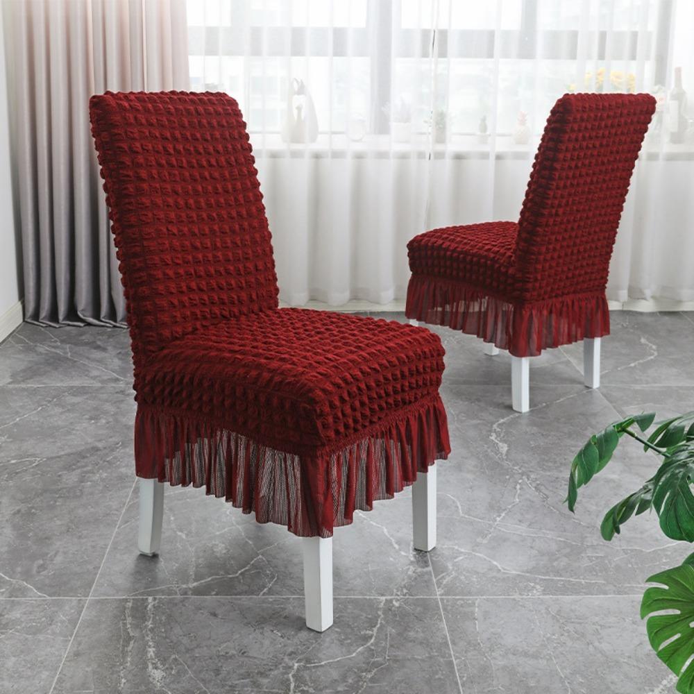 1PC Seersucker Chair Cover Elastic Stretch Chair Slipcover Kitchen Hotel Wedding Banquet