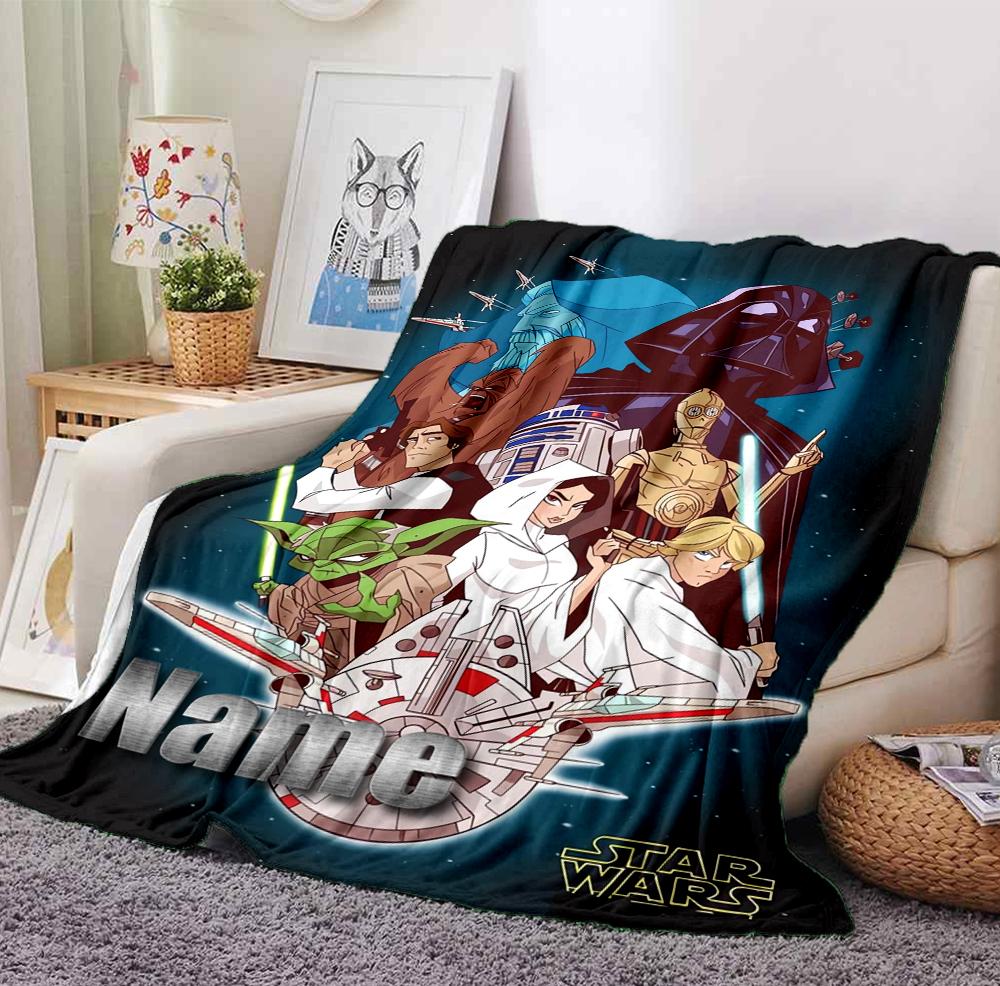 Custom Name Darth Vader Lightsaber Flannel Blanket Throw Blanket Soft Warm Sofa Bed Decor Unique Gift