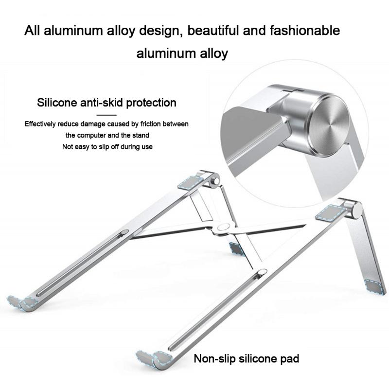 Folding Adjustable Laptop Stand Aluminum Alloy Portable Tablet Bracket Heat Reduction Holder Support 11-15.6 inches PC