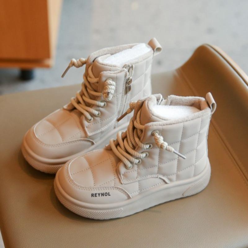 

Зимние детские нескользящие хлопковые ботинки на мягкой подошве, утепленные флисовой подкладкой для тепла, короткие ботинки в британском стиле 38 хаки