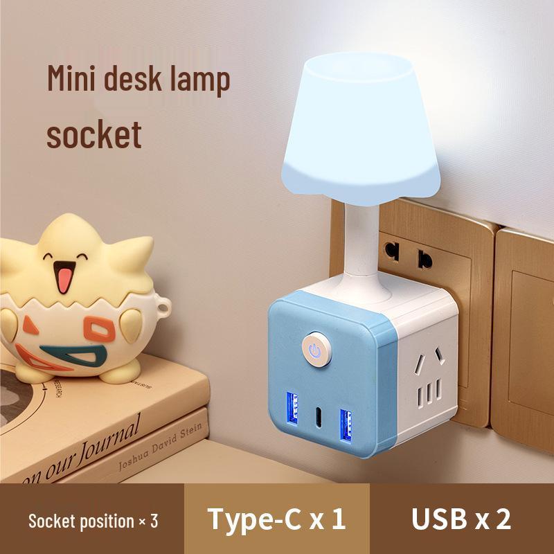 Multifunktionaler USB-Würfel Nachtlicht-Steckdose mit Schlafzimmerlampe