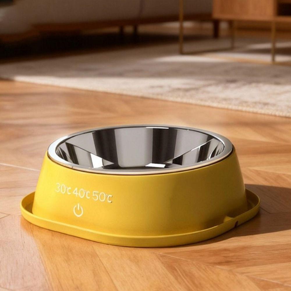 Noiseless Pet Water Fountain Anti-dry Burning Stainless Steel  Cat Bowl  Warm Stomach