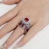 2 Stück/Set Silberfarbenes Ring-Set mit rotem Stein Ehering Valentinstags-Schmuck