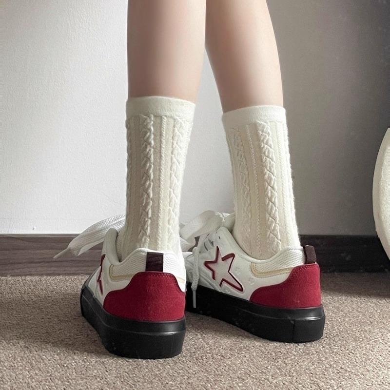 Retro platform white shoes women's spring and summer new round head casual lace-up board shoes women's tide