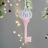 2pcs Pink Transparent Christmas Snowfall Deer Pendant Cartoon Plastic Xmas Tree Hanging Ornaments Crown Girl Key Elegant