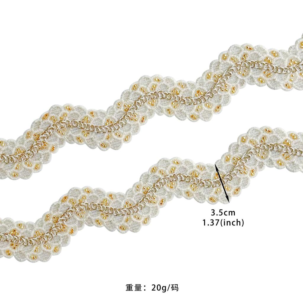 3,5 cm Wellenperlen Stickerei Strang Dekoration Barcode Kleidung Kleid Heim Gepäck Spitze Accessoires