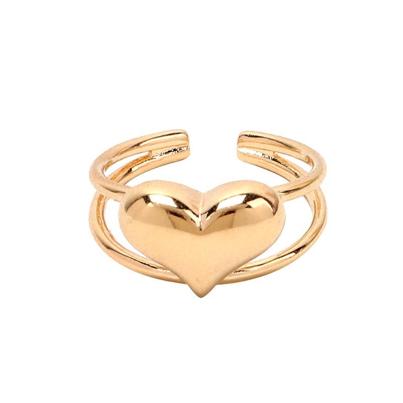 Ins Cold Wind, the Same Open Love Ring, Metal Simple Retro Heart Ring, Joint Ring.