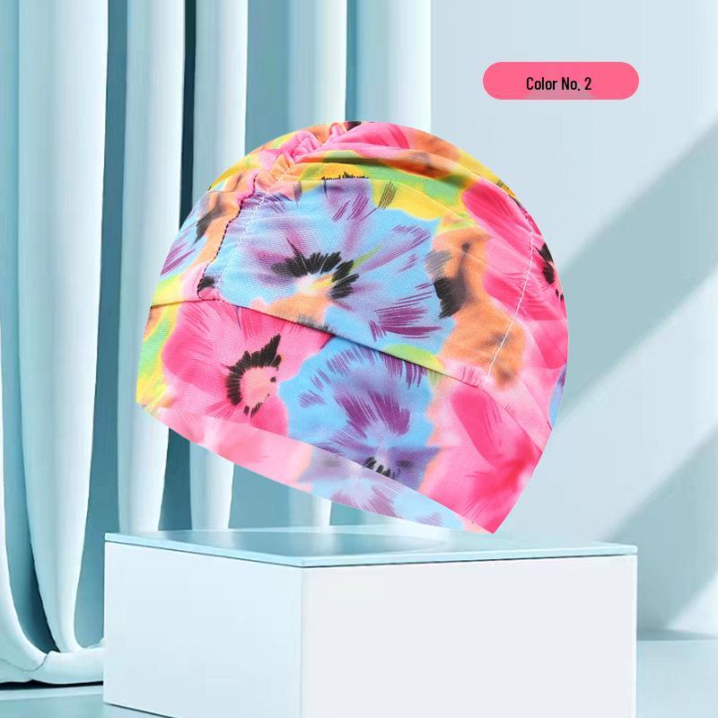 Dámská květinová plisovaná plavecká čepice nadměrné velikosti - Nepřiléhavý střih, Jednobarevná, Módní látkový design