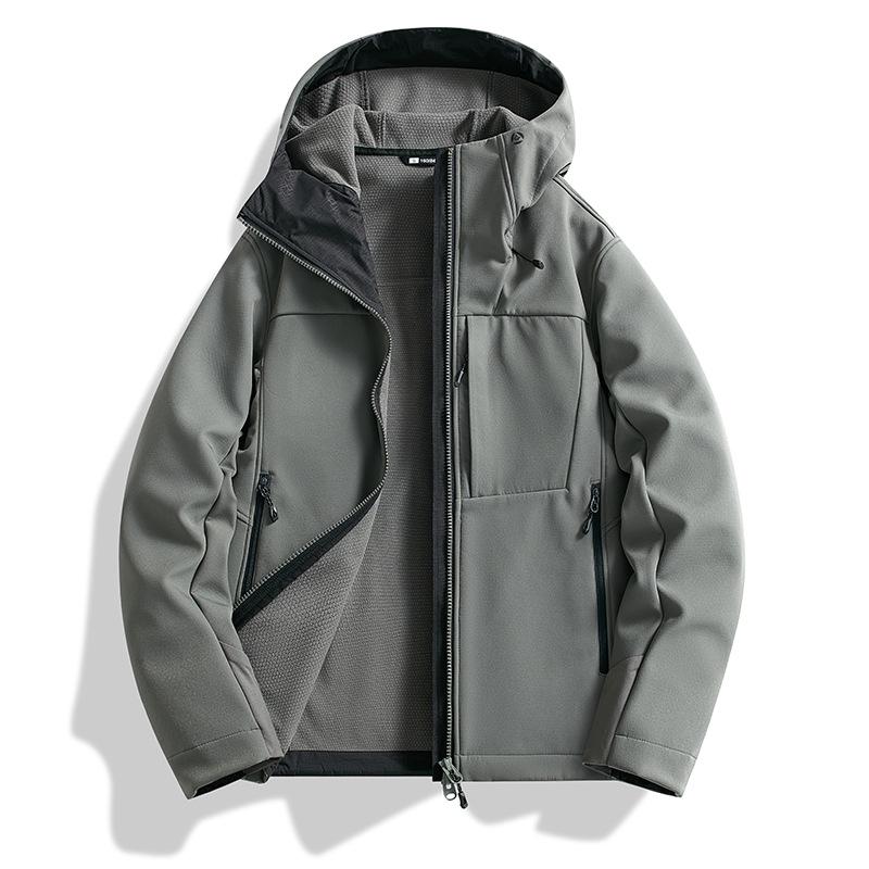 Couple's Soft Shell Ski Jacket with Hood - Warm, Windproof, Waterproof, Plus Velvet, Trendy Mountaineering Outerwear