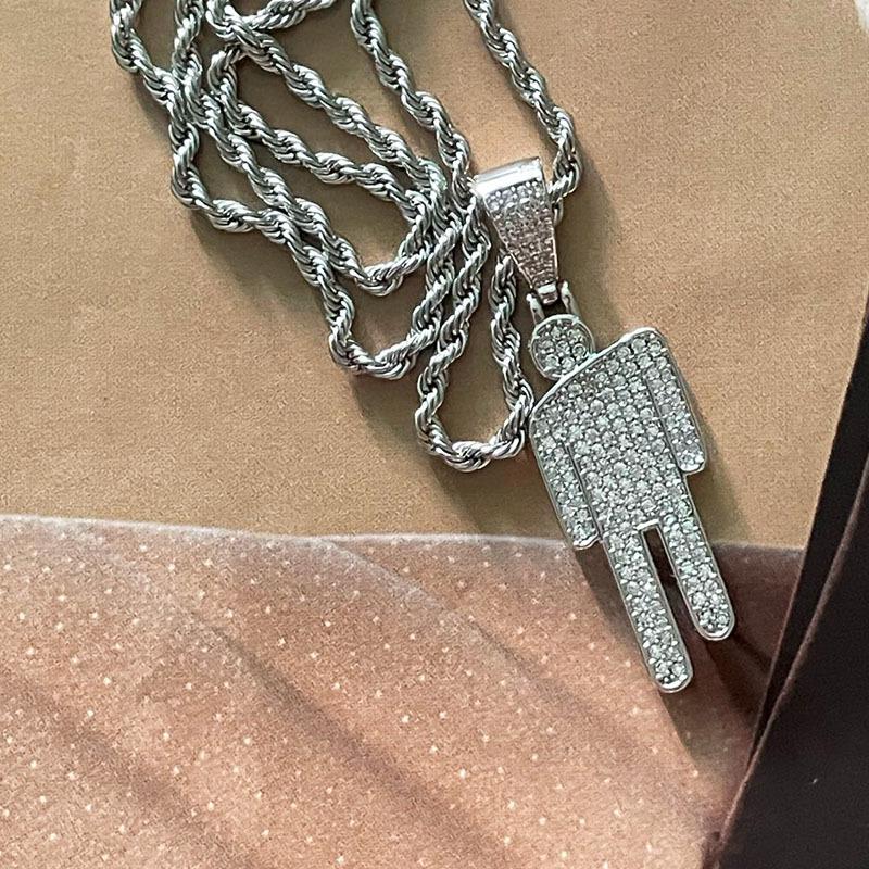 HJJ Hip Hop Zirkon Anhänger: Trendsetzende Krummkopf-Halskette für Männer und Frauen