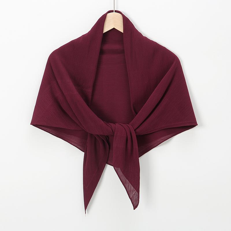 Pleated Square Scarf For Women Muslim Chiffon Hijabs Shawl Solid Crinkle Headscarf Wraps Islamic Turban Headband Bandana Foulard
