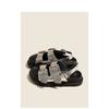 One-word Buckle with Silver Sandals Women's New Summer Beach Versatile Thick-soled Cool Slippers