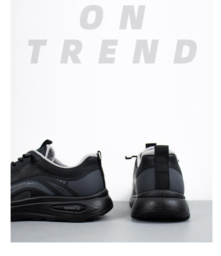 Automne/Hiver Chaussures de Course Décontractées d'Extérieur à Semelles Épaisses Noires pour Homme - Imperméables & Polyvalentes