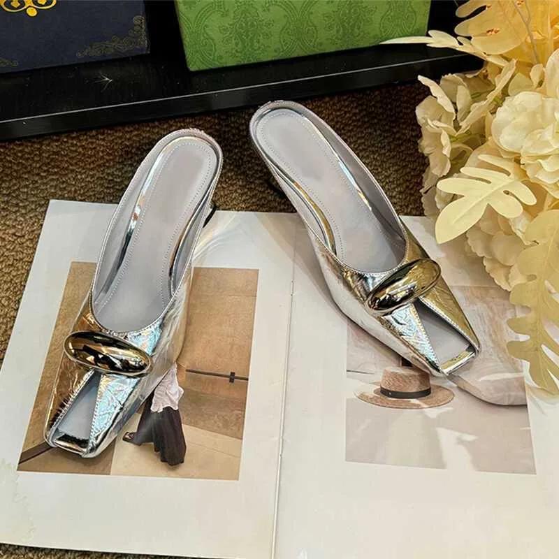 Fashion 2025 Silver Slope Heel Peep Top Sandals Fashion Open Toe Slippers Banquet Party Woman Shoes 35-42 Urban Beauty