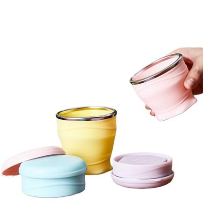 180ml Foldable Water Cup, Silicone Foldable Travel Cup - Silicone Foldable Camping Cup with Lid - Suitable for Travel, Camping,