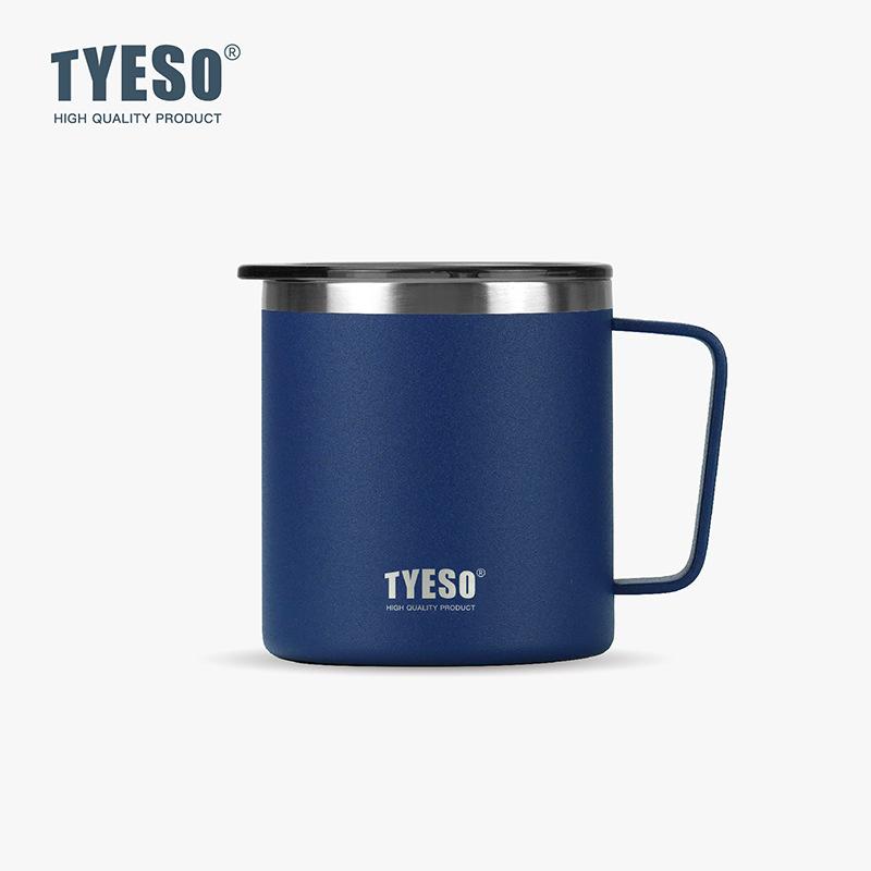 Tyeso Stylish Office Coffee Mug 304 Stainless Steel Visual Lid Minimalist Design with Handle Unisex Mug for Daily Use