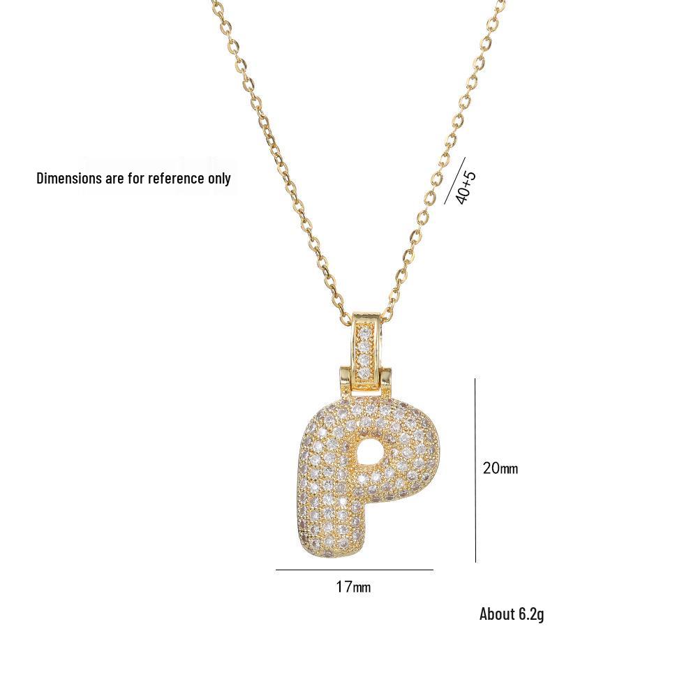Women's European & American Style Copper Zircon Initial Necklace - Fashionable Clavicle Chain